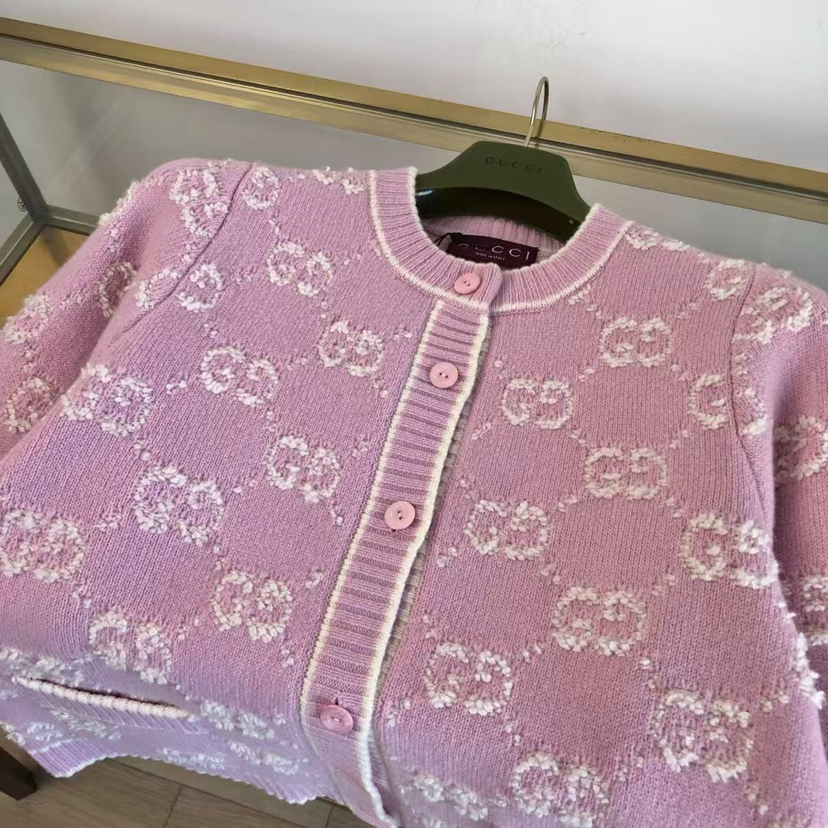 GG 26s Bouclé Jacquard Light Pink Wool