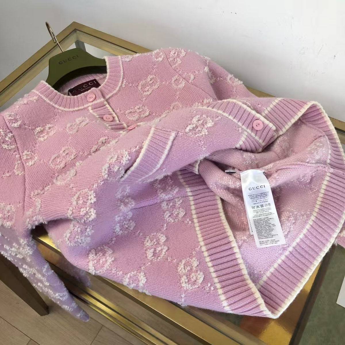 GG 26s Bouclé Jacquard Light Pink Wool