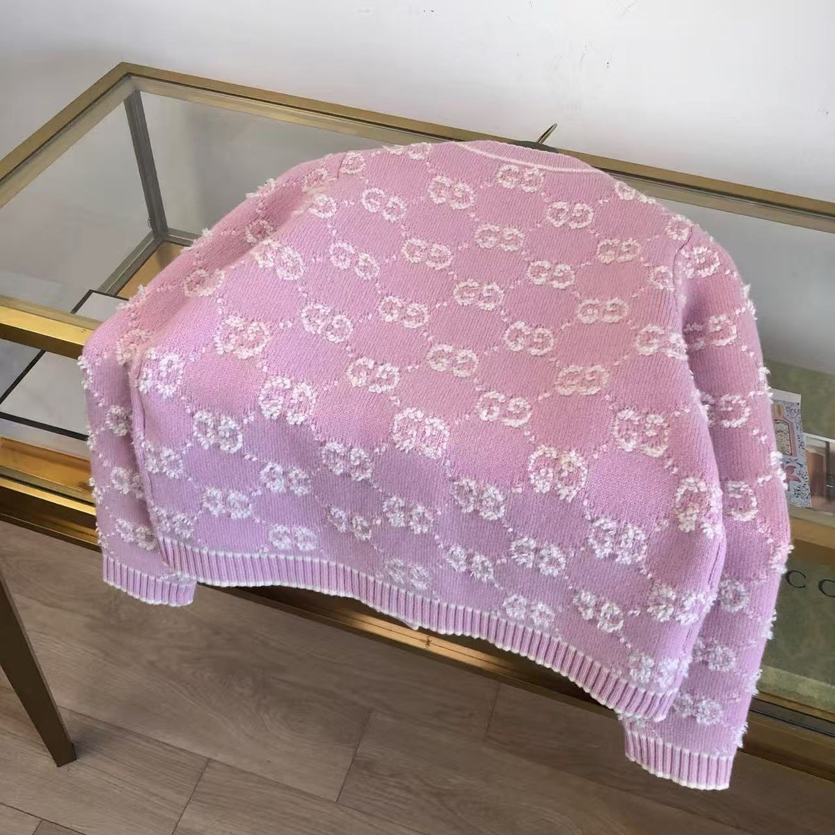 GG 26s Bouclé Jacquard Light Pink Wool