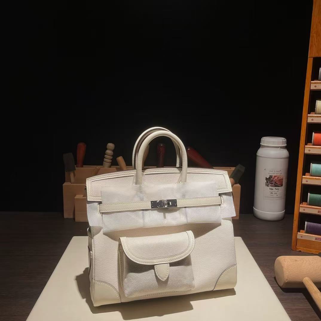 HM Birkin 25 Cargo Bag Canvas Toile Swift