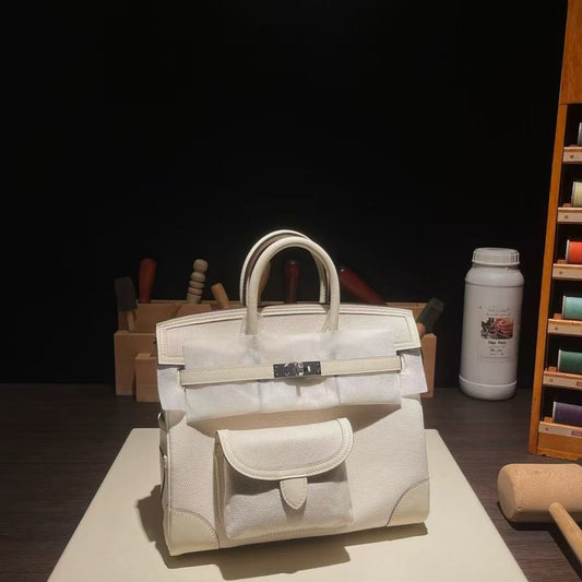 HM Birkin 25 Cargo Bag Canvas Toile Swift