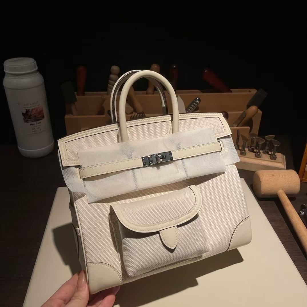 HM Birkin 25 Cargo Bag Canvas Toile Swift
