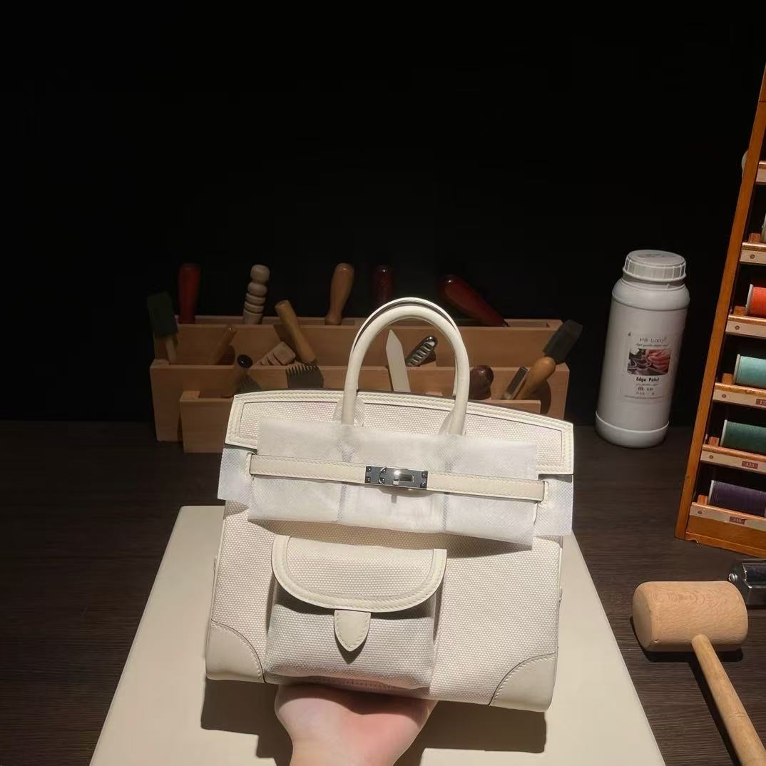 HM Birkin 25 Cargo Bag Canvas Toile Swift