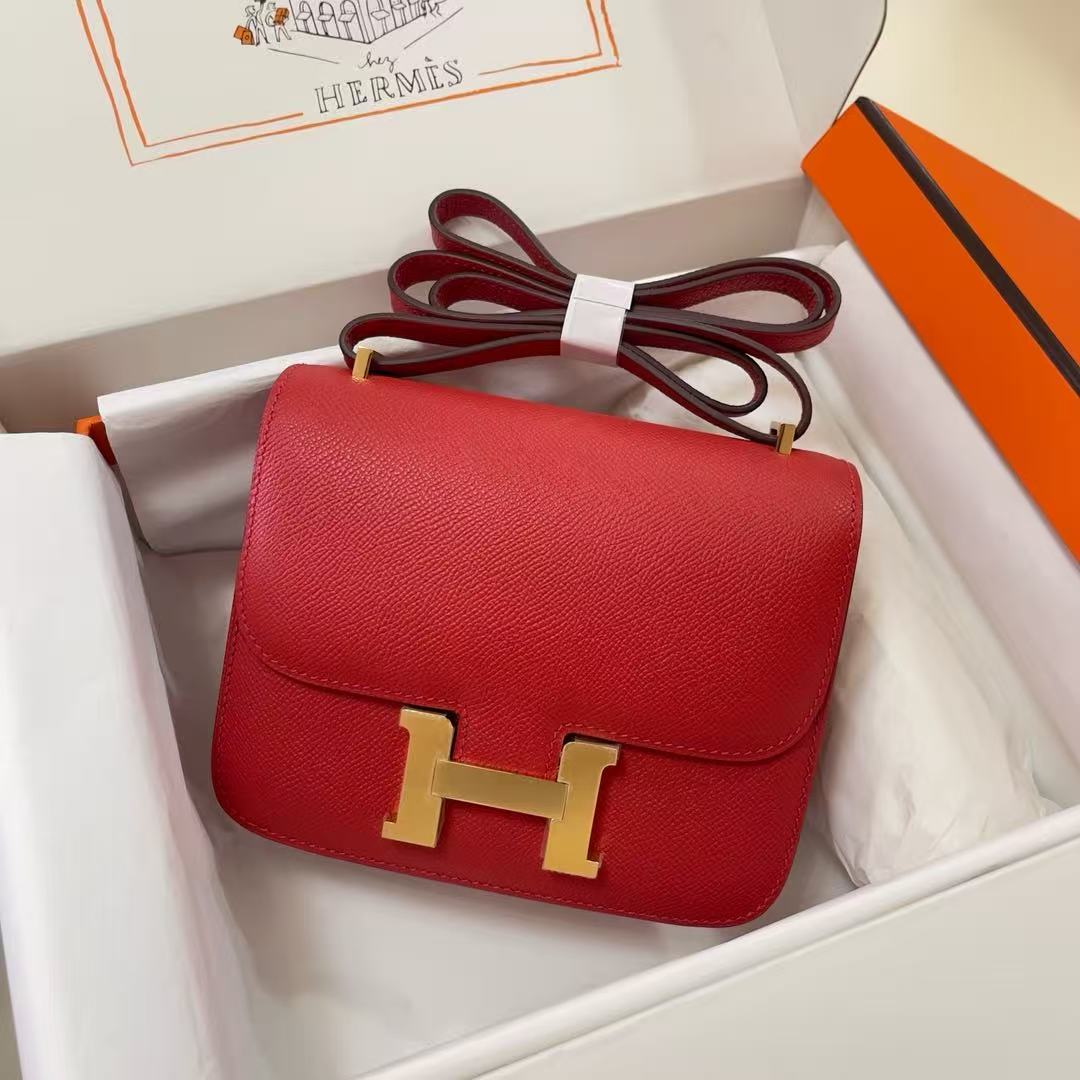 HM Constance Bag 18cm Bright Red Espom Leather