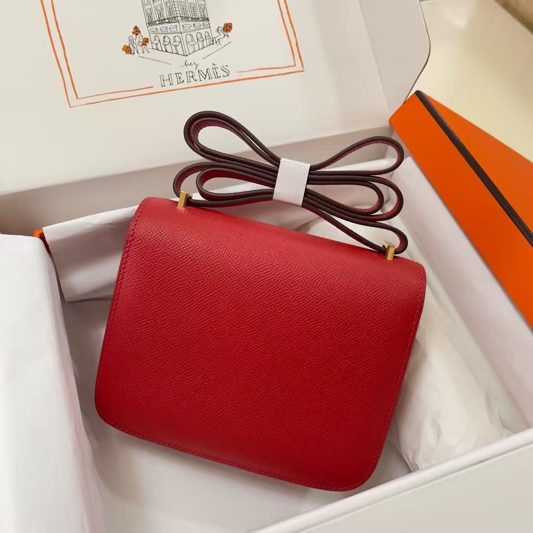 HM Constance Bag 18cm Bright Red Espom Leather
