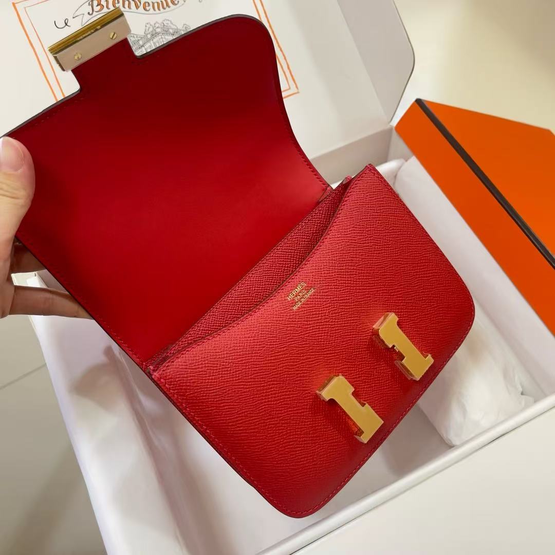 HM Constance Bag 18cm Bright Red Espom Leather