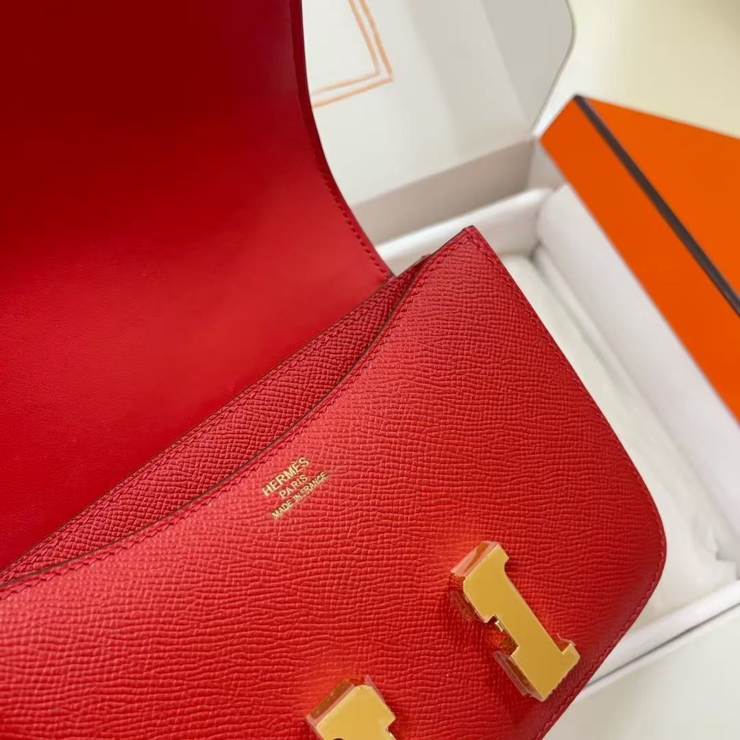 HM Constance Bag 18cm Bright Red Espom Leather