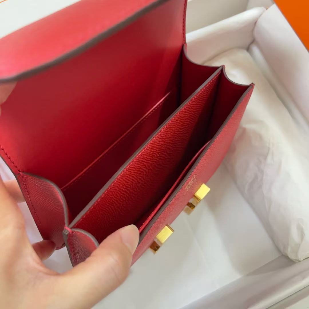 HM Constance Bag 18cm Bright Red Espom Leather