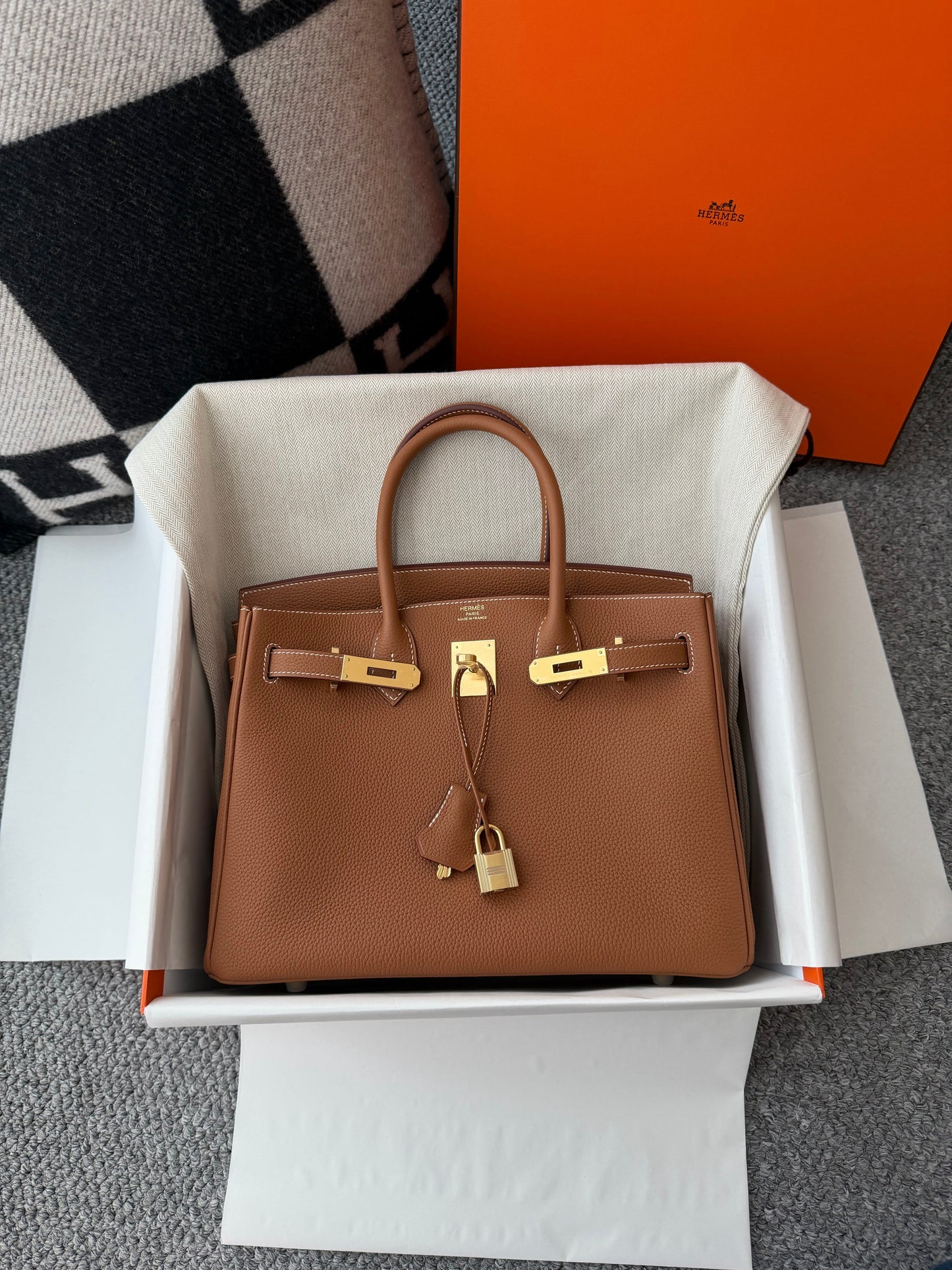 HM BIRKIN 25CM BROWN TOGO LEATHER GOLD HARDWARE (MADE - TO - ORDER)