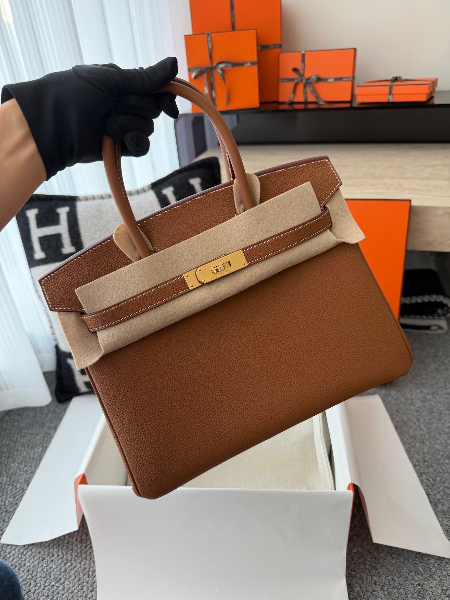 HM BIRKIN 25CM BROWN TOGO LEATHER GOLD HARDWARE (MADE - TO - ORDER)