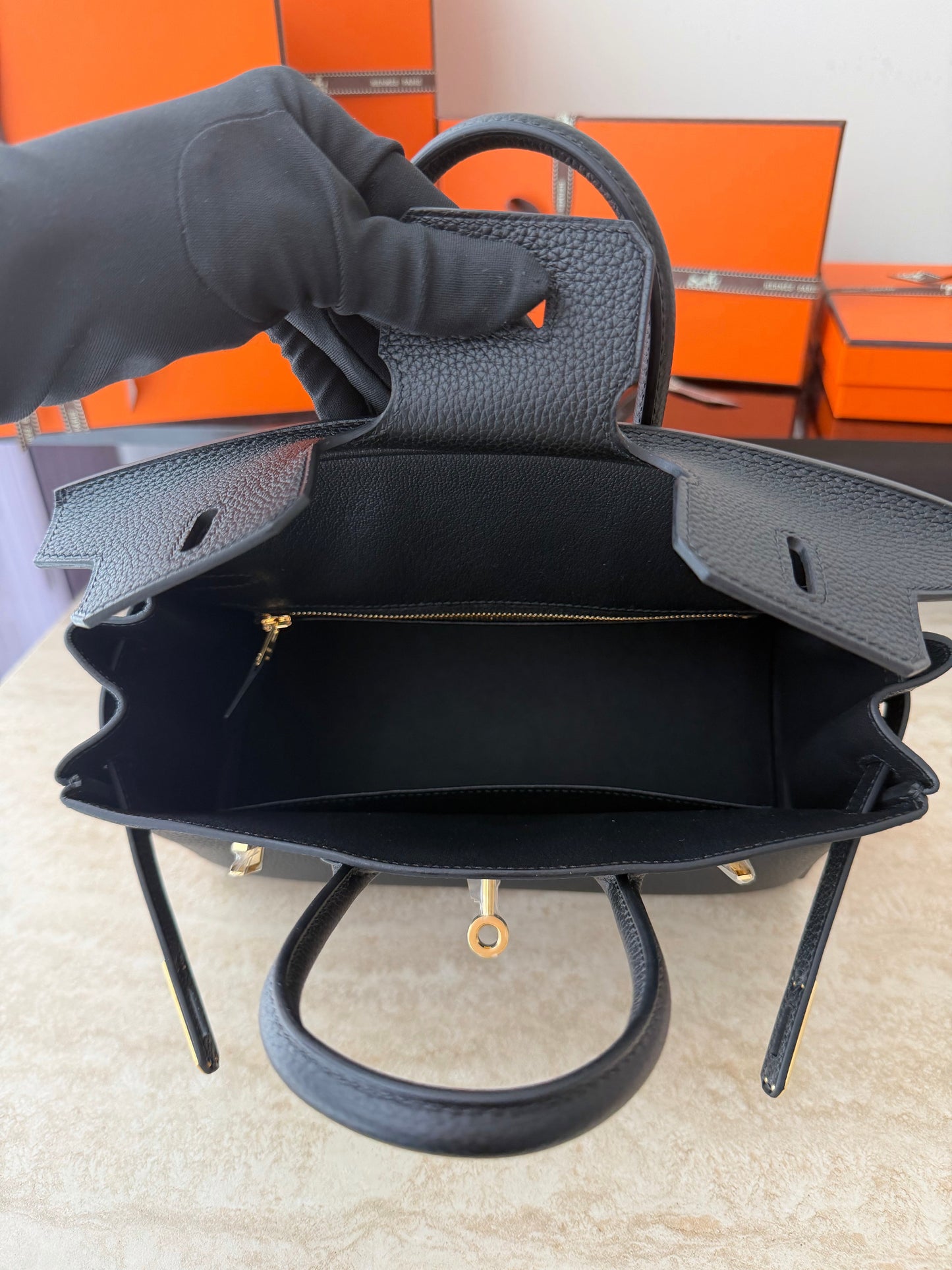 HM BIRKIN 25CM BLACK TOGO LEATHER GOLD HARDWARE (MADE - TO - ORDER)