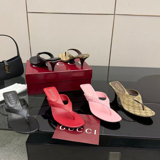Gucci 2026 Vittoria Thong Sandals 55mm Canvas Leather 726151