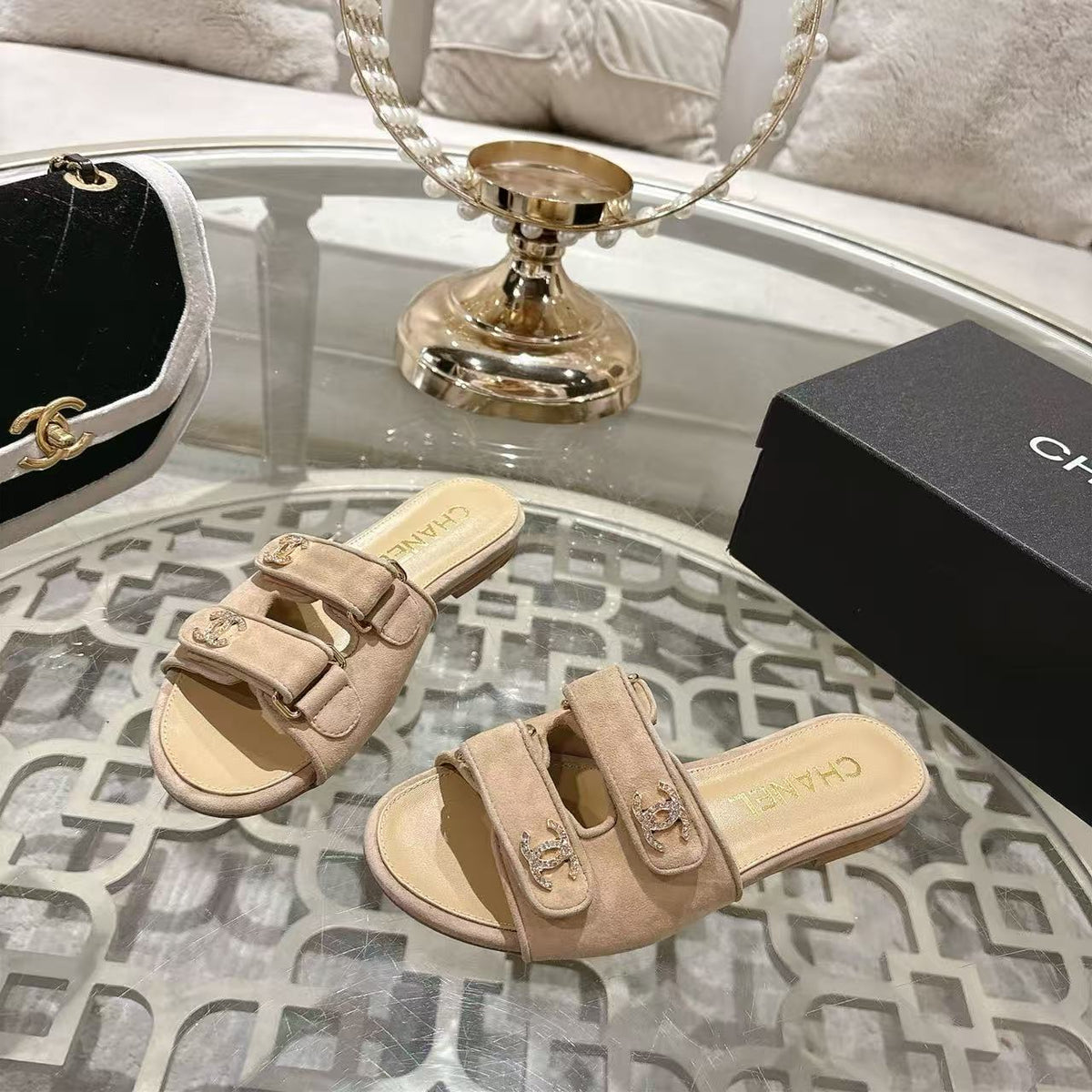 CC Spring Summer 26s Mules Beige Suede