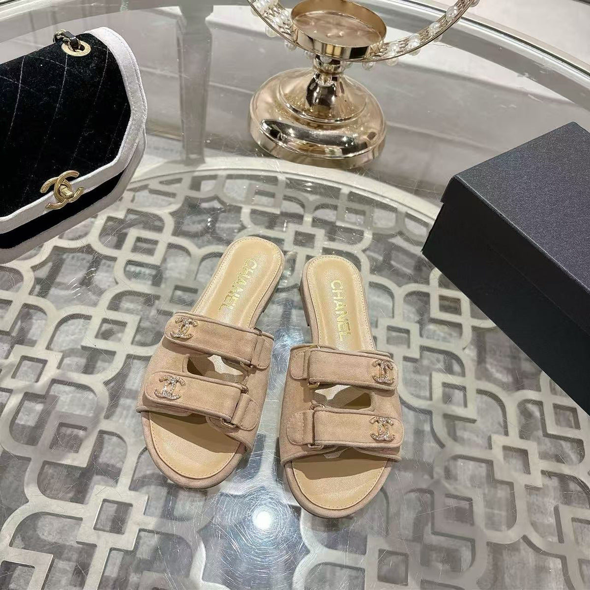 CC Spring Summer 26s Mules Beige Suede