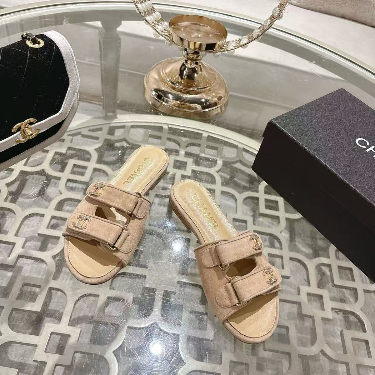 CC Spring Summer 26s Mules Beige Suede