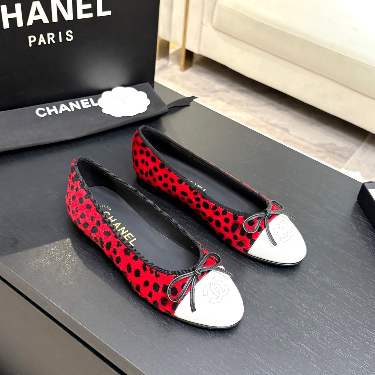 CC 26s Ballet Flat Black Red Horsehair