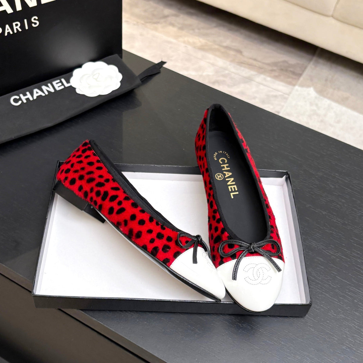 CC 26s Ballet Flat Black Red Horsehair