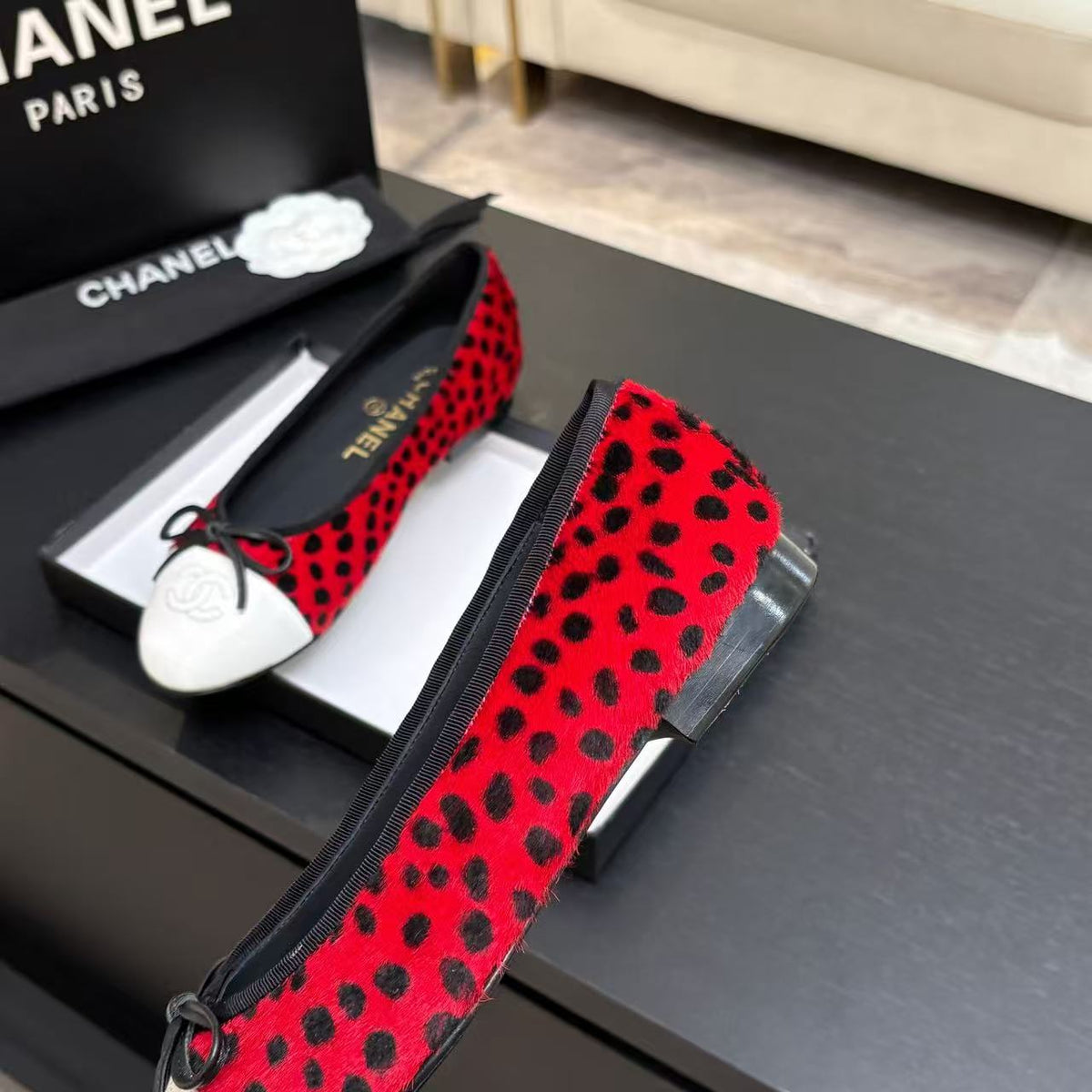 CC 26s Ballet Flat Black Red Horsehair