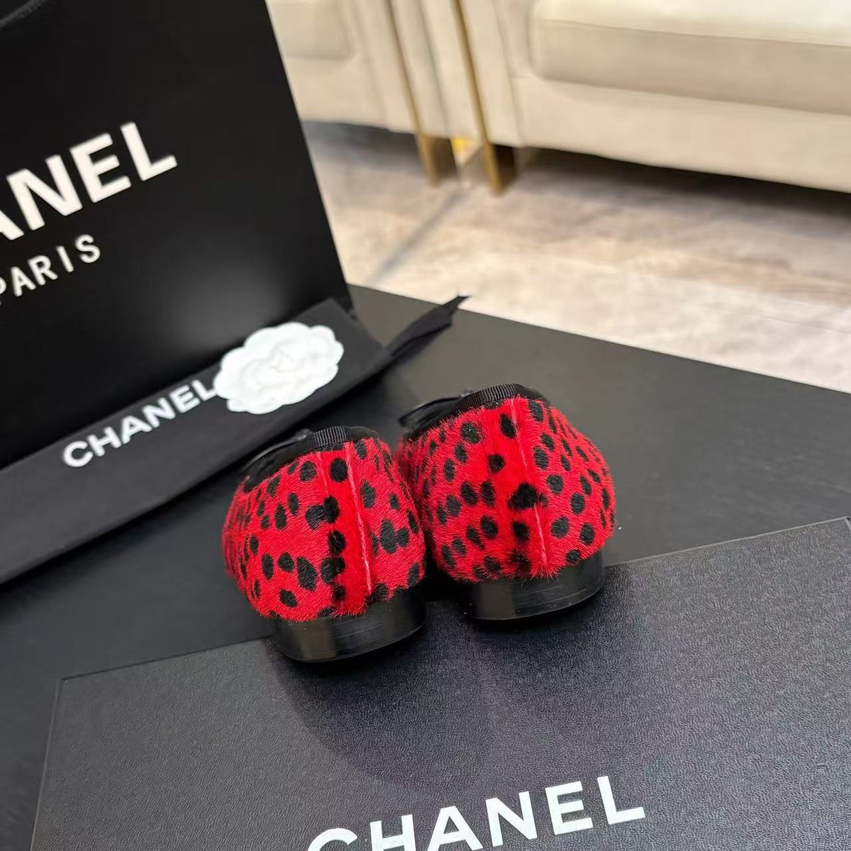 CC 26s Ballet Flat Black Red Horsehair