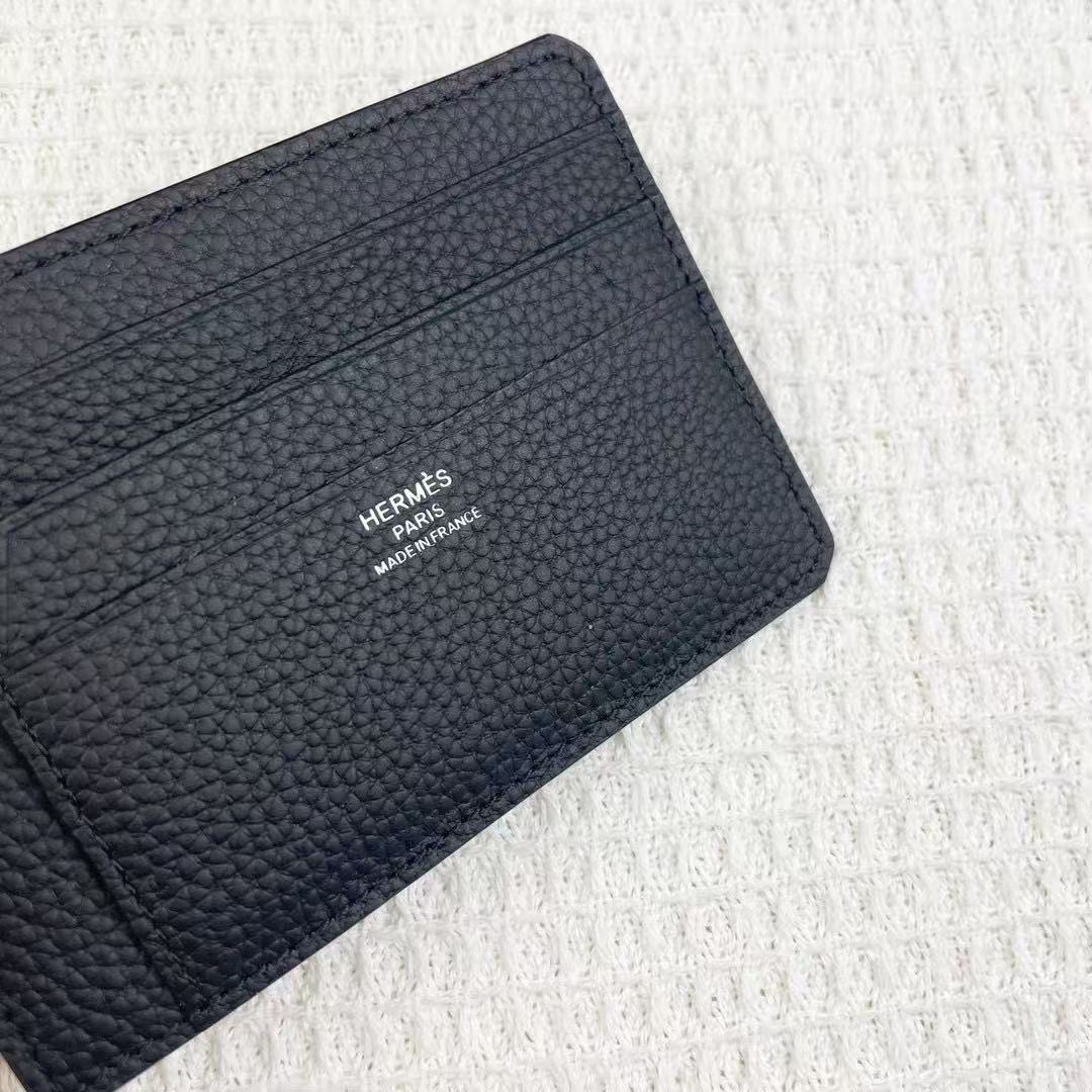 HM Citizen Twill Card Holder Black Calfskin