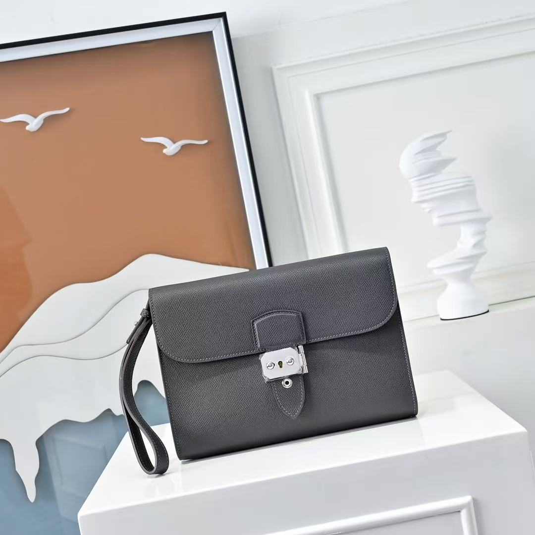 HM Sac a Depeches 24 Pouch Black Espom Leather