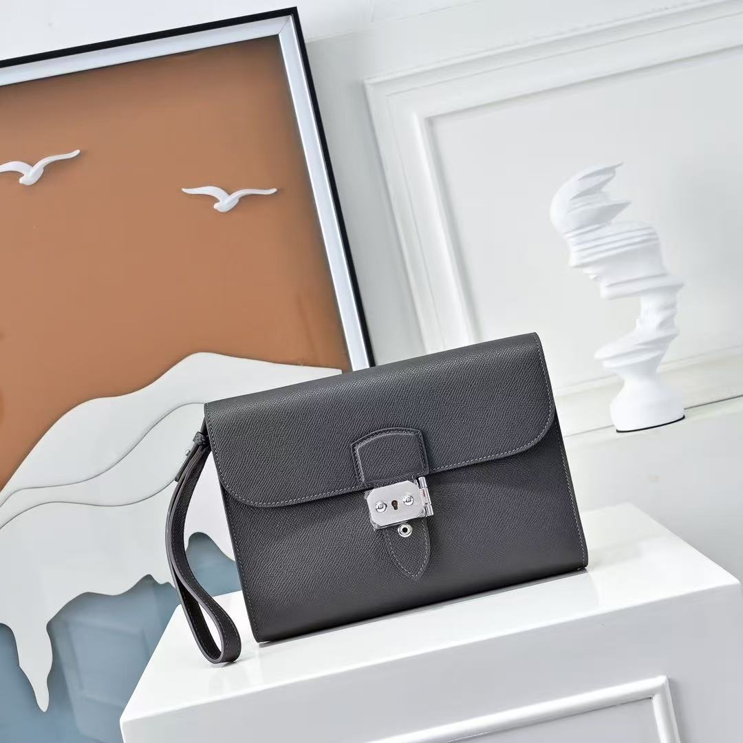 HM Sac a Depeches 24 Pouch Black Espom Leather