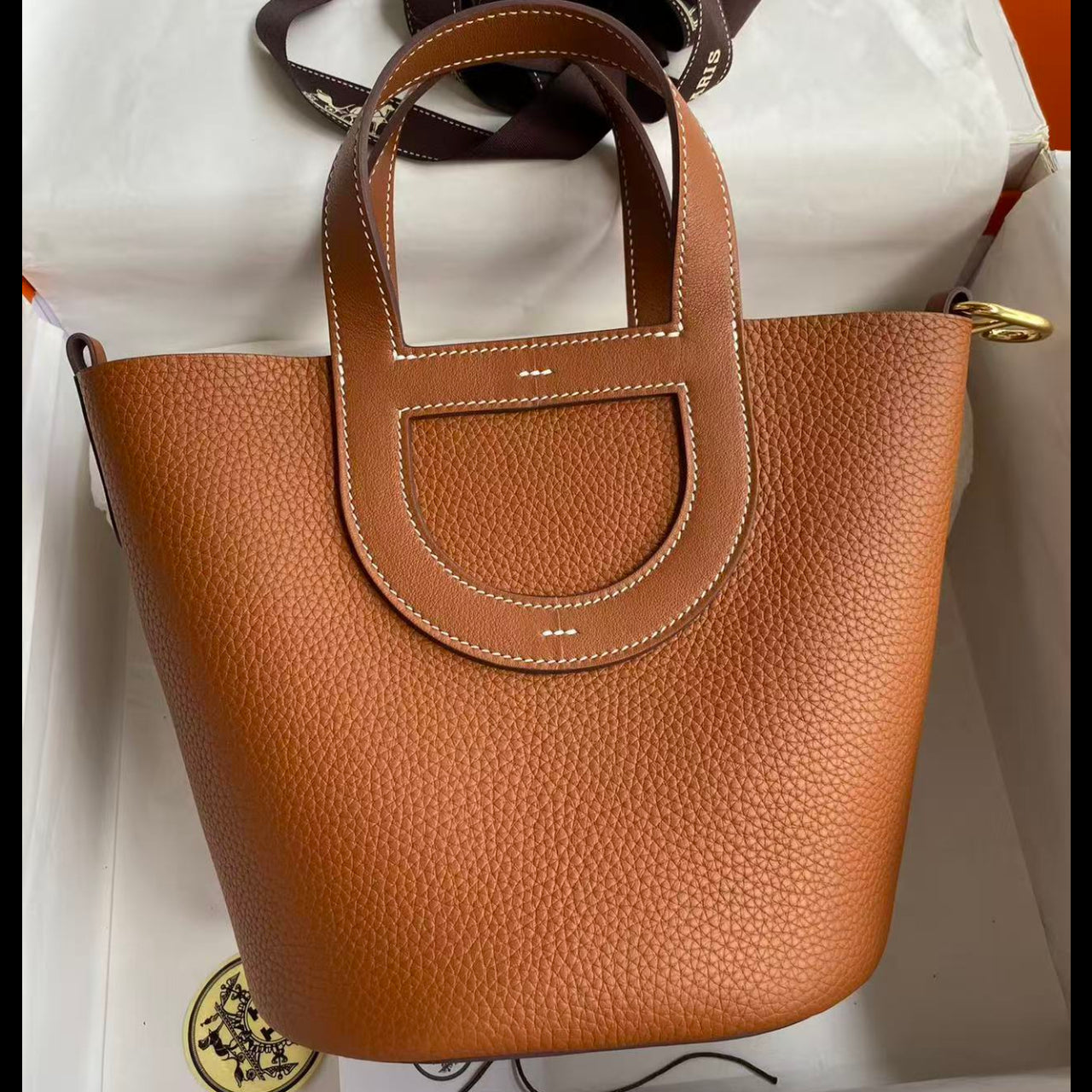 HM Loop Bag 23cm Tan Brown Togo Leather