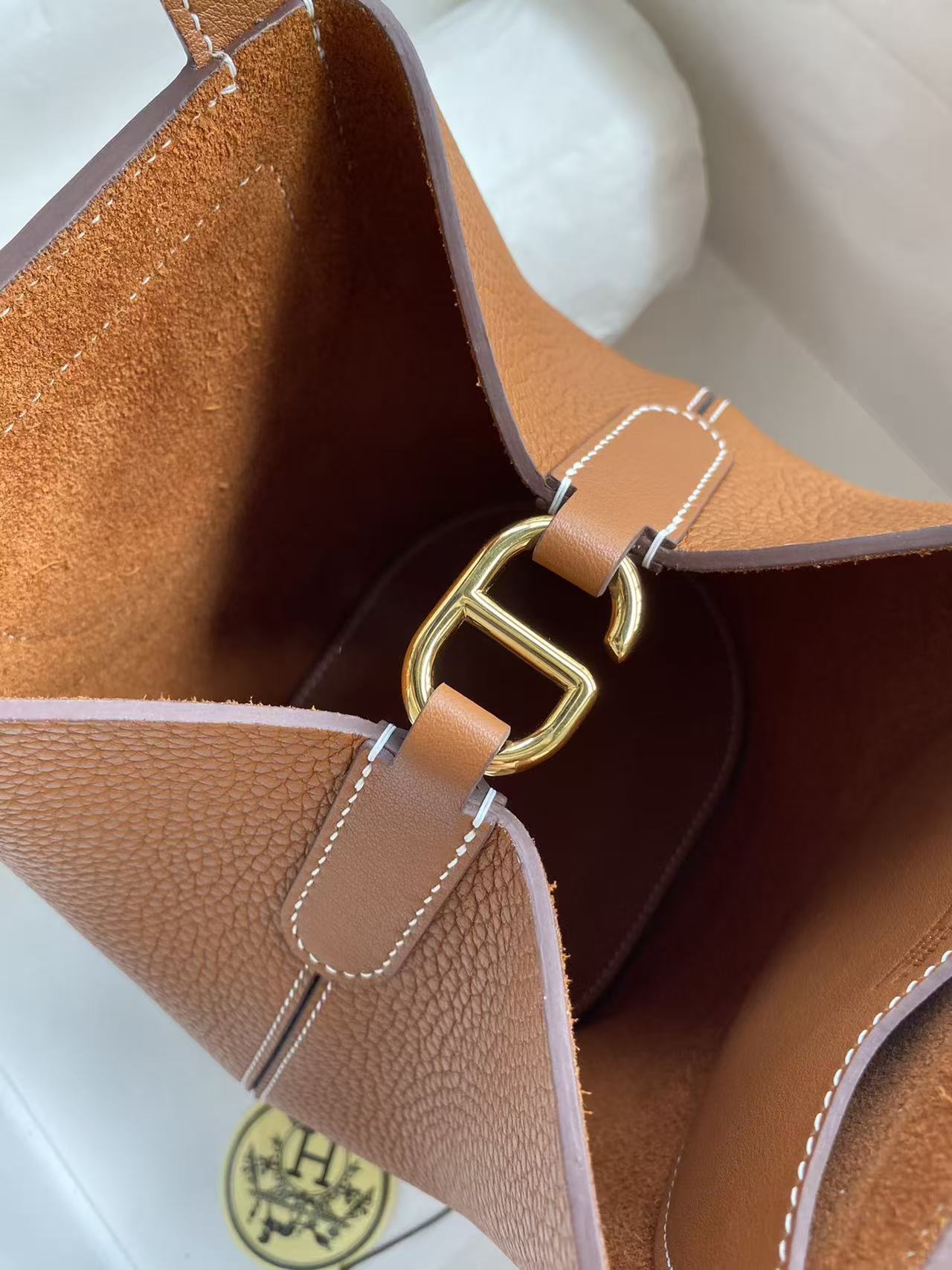 HM Loop Bag 23cm Tan Brown Togo Leather