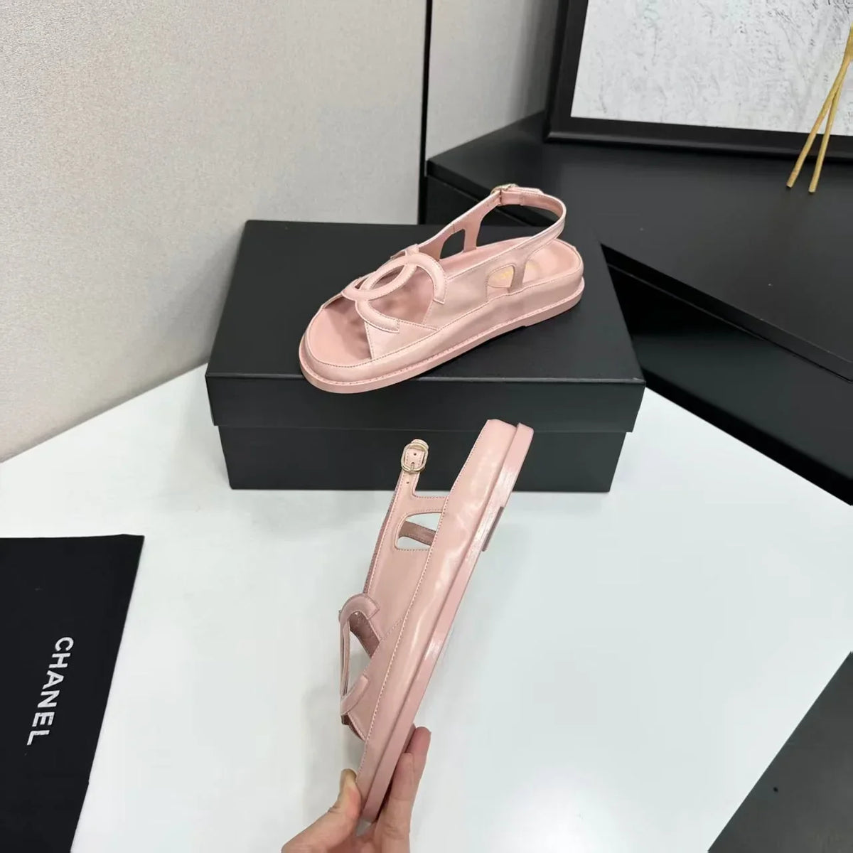 Chanel 2026 Double C Sandal Suede Lambskin