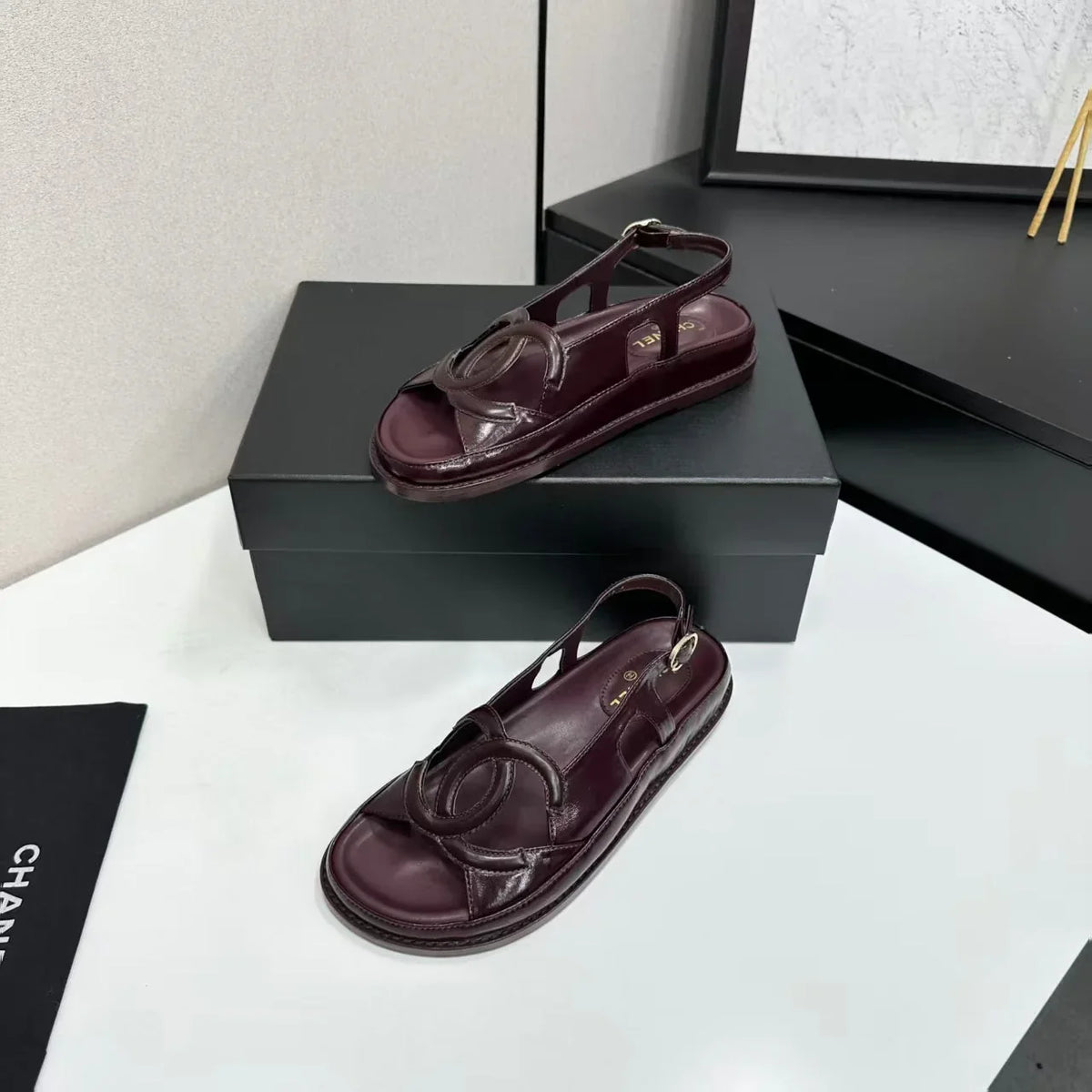 Chanel 2026 Double C Sandal Suede Lambskin