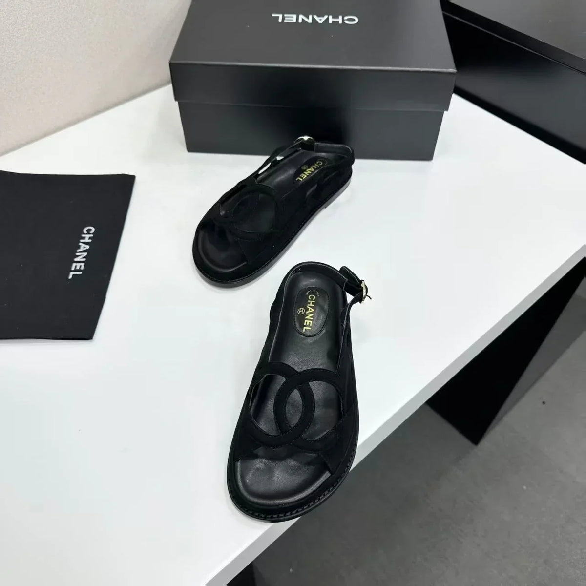 Chanel 2026 Double C Sandal Suede Lambskin