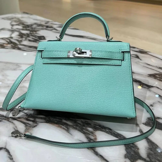HM 2026 Mini Kelly Bag 20cm Light Turquoise Epsom Leather