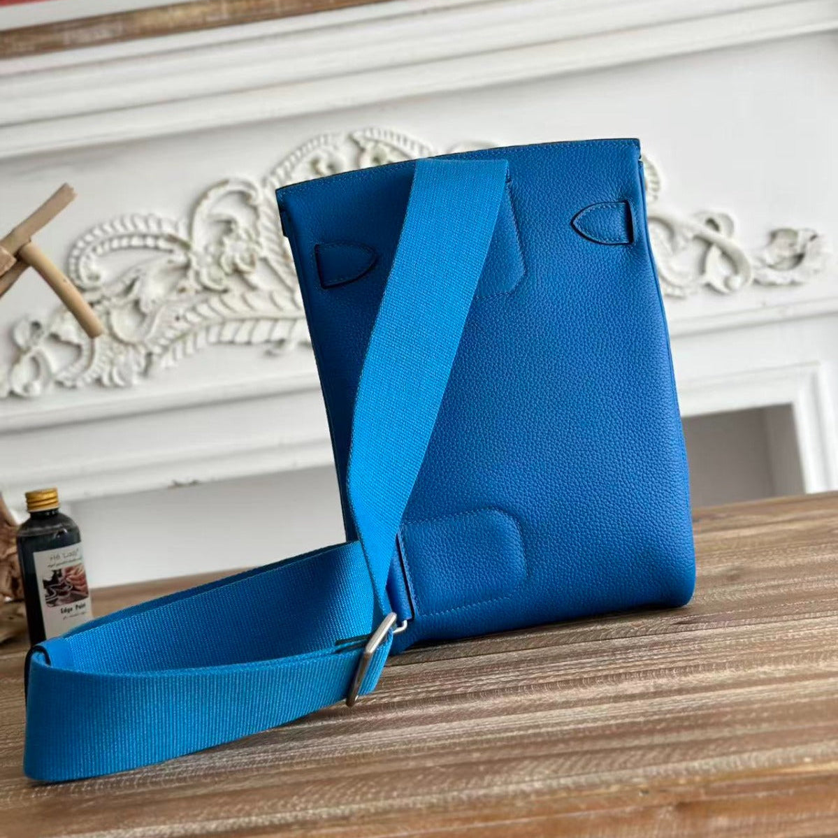 HM 25 Hac a Dos PM Bag Blue Silver Togo Leather