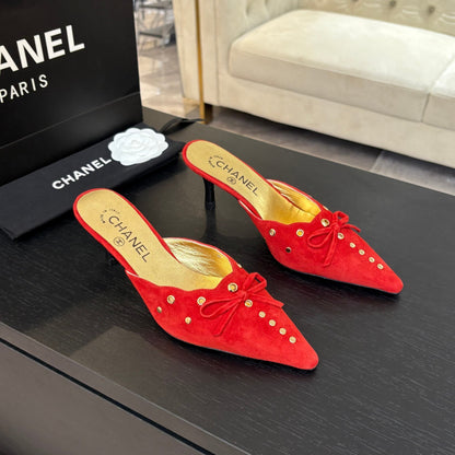 CC 2026 High Heeled Mule 65 Gold Suede Sheepskin 700582