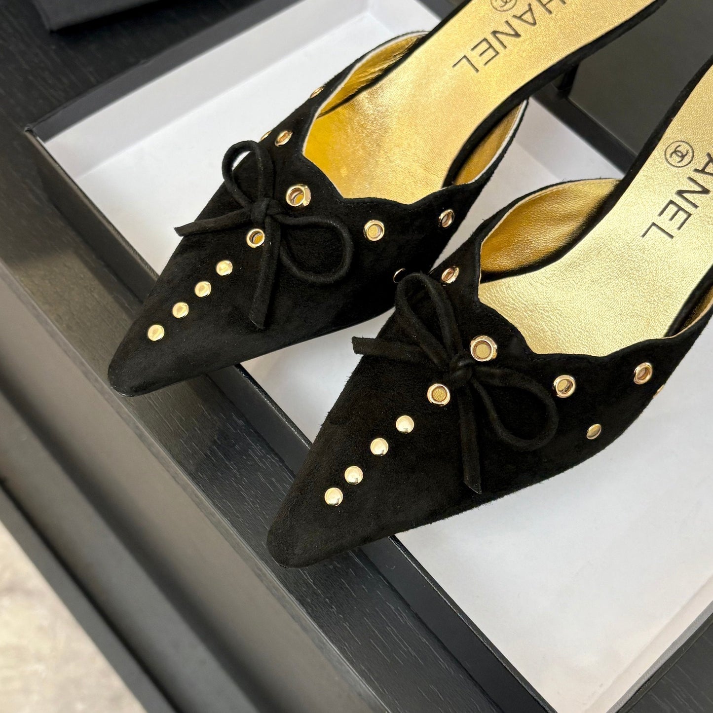 CC 2026 High Heeled Mule 65 Gold Suede Sheepskin 700582