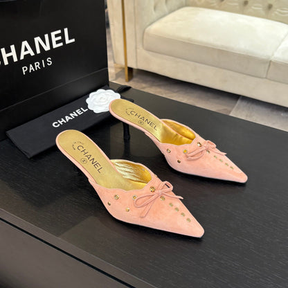 CC 2026 High Heeled Mule 65 Gold Suede Sheepskin 700582