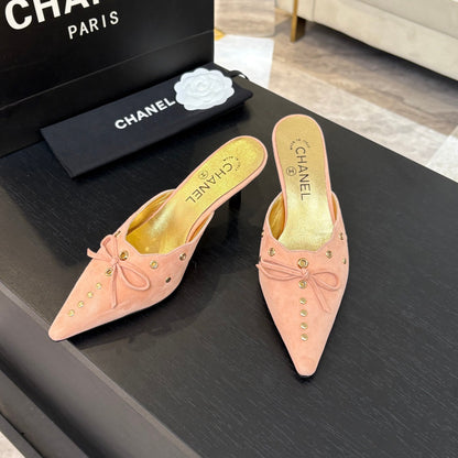 CC 2026 High Heeled Mule 65 Gold Suede Sheepskin 700582