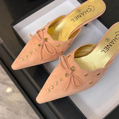 CC 2026 High Heeled Mule 65 Gold Suede Sheepskin 700582