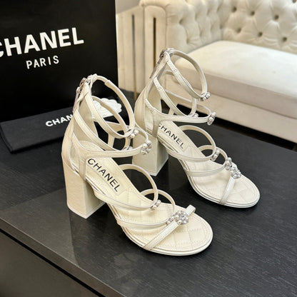 CC 2026 Camellia Chunky Heeled Sandals  80 Cowhide