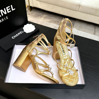 CC 2026 Camellia Chunky Heeled Sandals  80 Cowhide