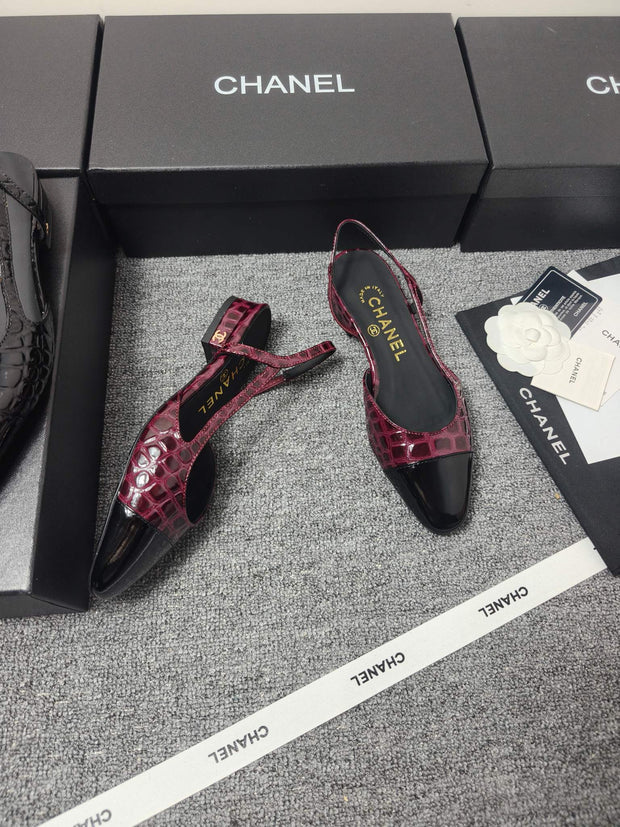 Chanel 2026 Crocodile Empossed Slingback Glossy Calfskin 855982