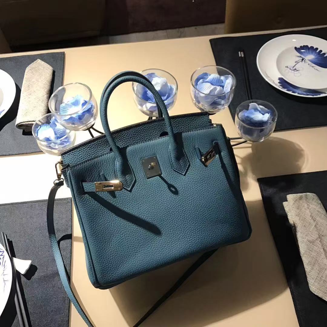 HM Kelly Bag 25cm Stale Blue Togo Leather SHW