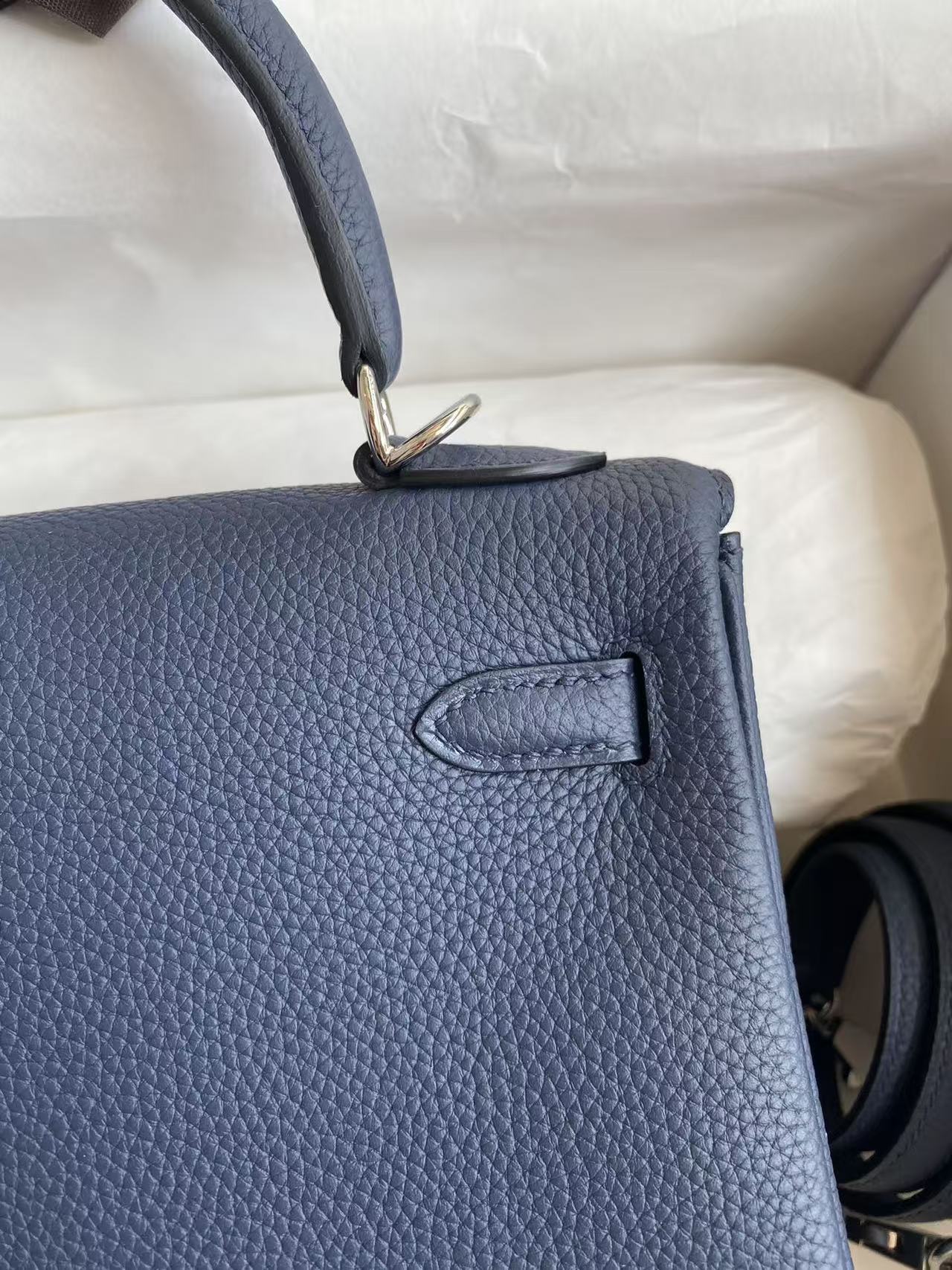 HM Kelly Bag 25cm Dark Blue Togo Leather SHW