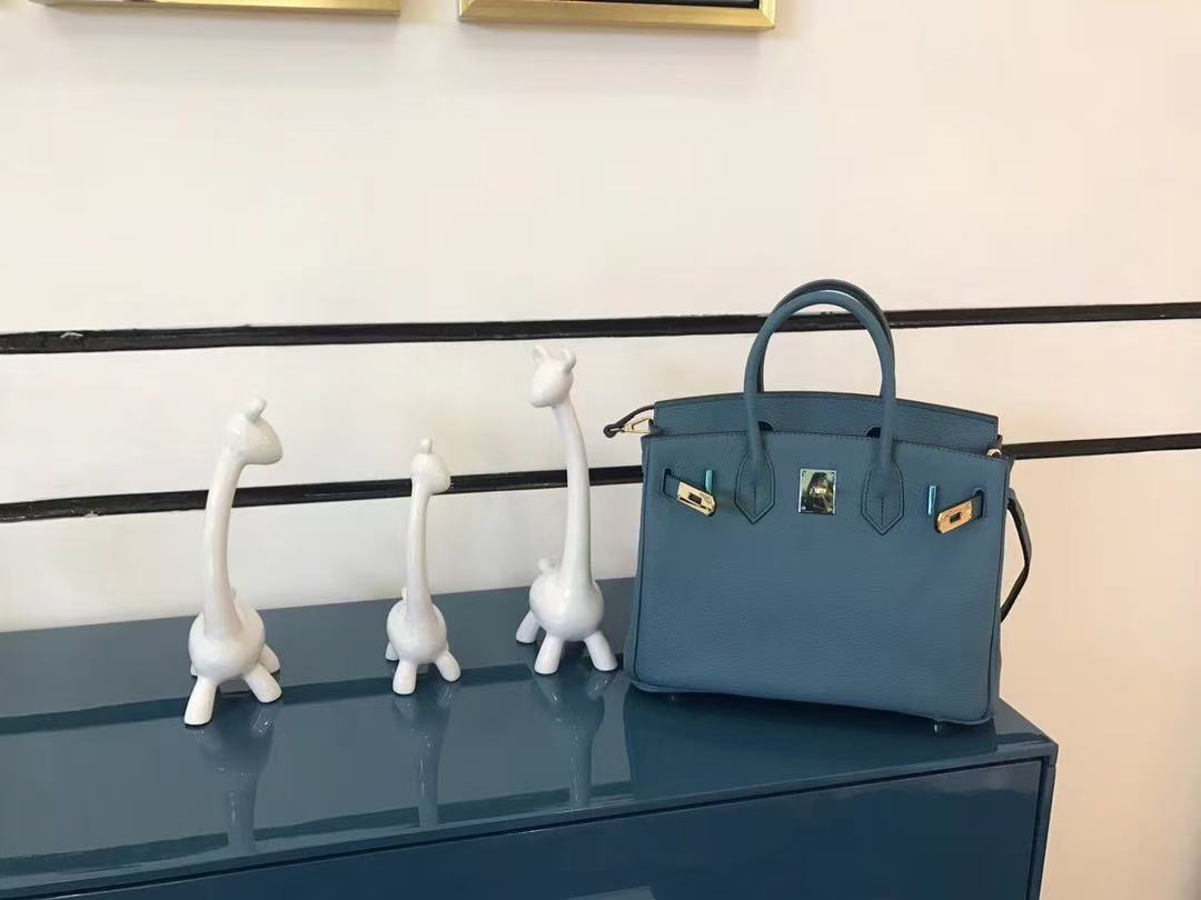 HM Kelly Bag 25cm Stale Blue Togo Leather SHW
