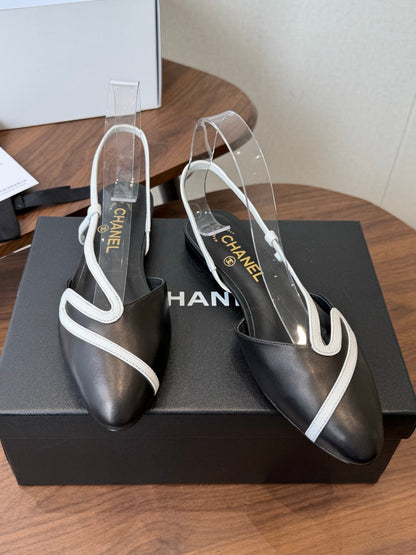 Chanel 2026 Open Back Flat Sandals Leather Sheepskin 833990