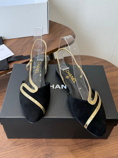 Chanel 2026 Open Back Flat Sandals Leather Sheepskin 833990