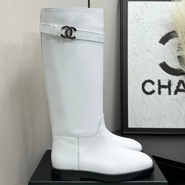 Chanel 2026 CC Logo Belted Boots Cowhide 985942