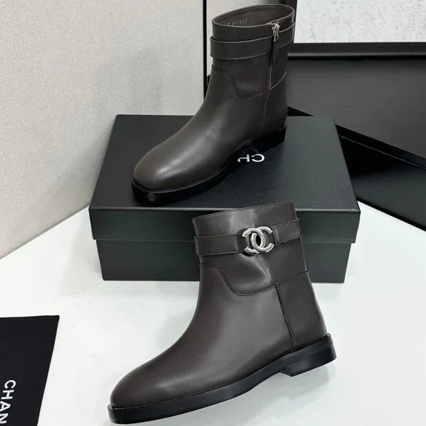 Chanel 2026 CC Logo Belted Boots Cowhide 985942