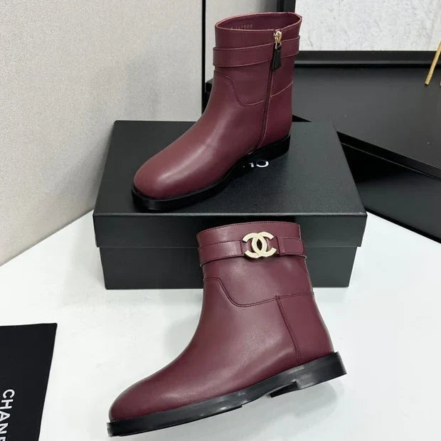 Chanel 2026 CC Logo Belted Boots Cowhide 985942