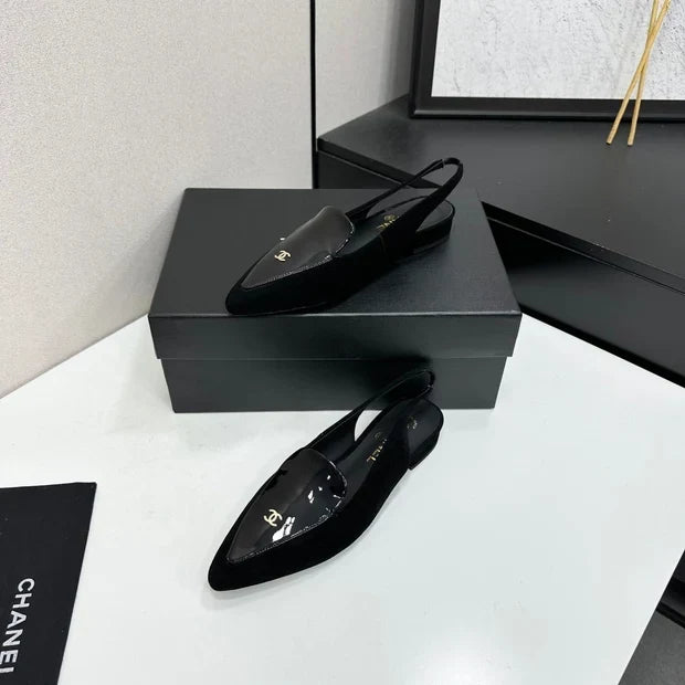 Chanel 2026 Two-Tone Flat Slingbacks Suede Leather 985827